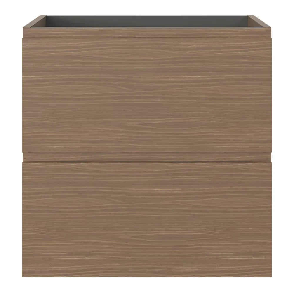 GoodHome Meuble sous vasque 2 tiroirs avec poignées intégrées l.60 x H.60 x P.45 cm effet noyer Kentia