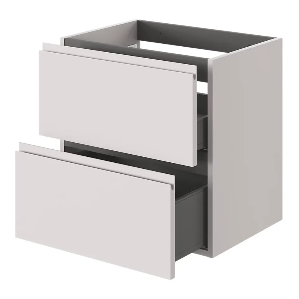 GoodHome Meuble sous vasque 2 tiroirs avec poignées intégrées l.60 x H.60 x P.45 cm beige cachemire Kentia