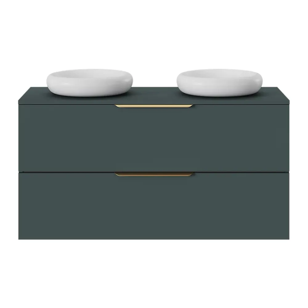 Meuble Sous-Vasque|GoodHome Meuble sous vasque 2 tiroirs sans poignées l.120 x H.60 x P.45 cm vert forêt Kentia