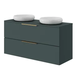 Meuble Sous-Vasque|GoodHome Meuble sous vasque 2 tiroirs sans poignées l.120 x H.60 x P.45 cm vert forêt Kentia