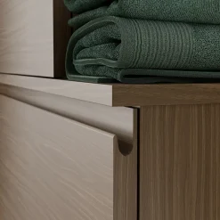 Meuble Sous-Vasque|GoodHome Meuble sous vasque 2 tiroirs avec poignées intégrées l.80 x H.60 x P.45 cm effet noyer Kentia