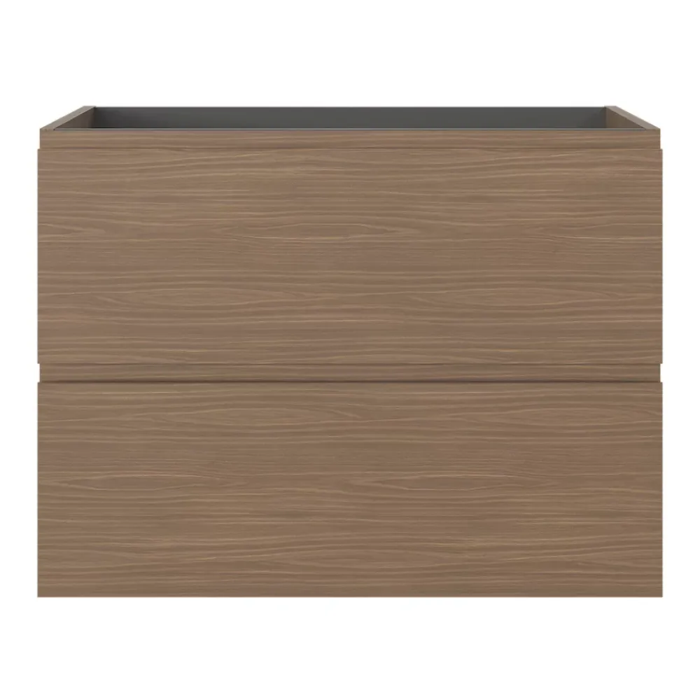 Meuble Sous-Vasque|GoodHome Meuble sous vasque 2 tiroirs avec poignées intégrées l.80 x H.60 x P.45 cm effet noyer Kentia
