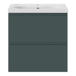 Meuble Sous-Vasque|GoodHome Meuble sous vasque 2 tiroirs avec poignées intégrées l.60 x H.60 x P.45 cm vert forêt Kentia