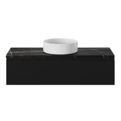 Meuble Sous-Vasque|GoodHome Meuble sous vasque 1 tiroir avec poignée intégrée l.120 x H.30 x P.45 cm noir mat Kentia