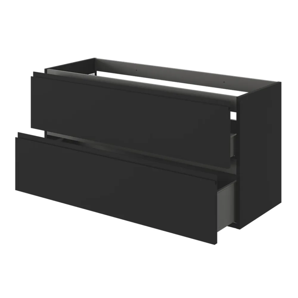 GoodHome Meuble sous vasque 2 tiroirs avec poignées intégrées l.120 x H.60 x P.45 cm noir mat Kentia