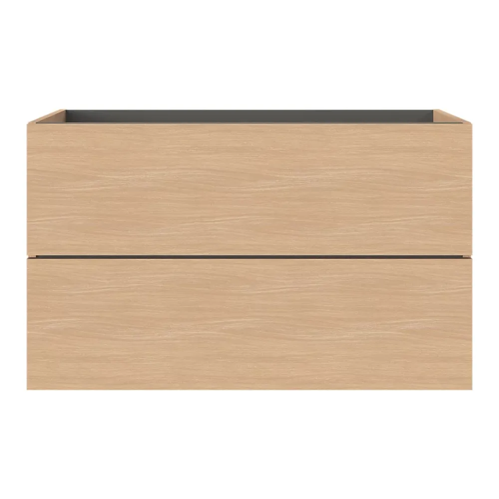 GoodHome Meuble sous vasque 2 tiroirs sans poignées l.100 x H.60 x P.45 cm effet chêne Kentia