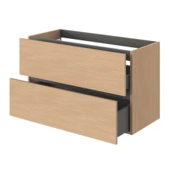 GoodHome Meuble sous vasque 2 tiroirs sans poignées l.100 x H.60 x P.45 cm effet chêne Kentia