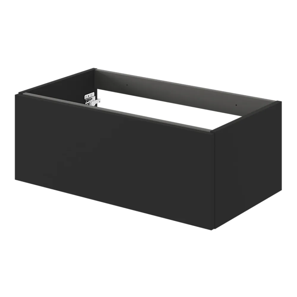 GoodHome Meuble sous vasque 1 tiroir sans poignée l.80 x H.30 x P.45 cm noir mat Kentia