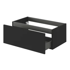 GoodHome Meuble sous vasque 1 tiroir sans poignée l.80 x H.30 x P.45 cm noir mat Kentia