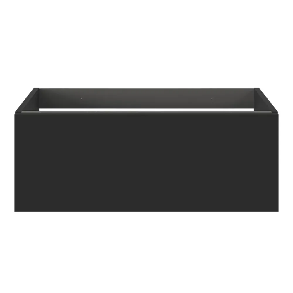 GoodHome Meuble sous vasque 1 tiroir sans poignée l.80 x H.30 x P.45 cm noir mat Kentia