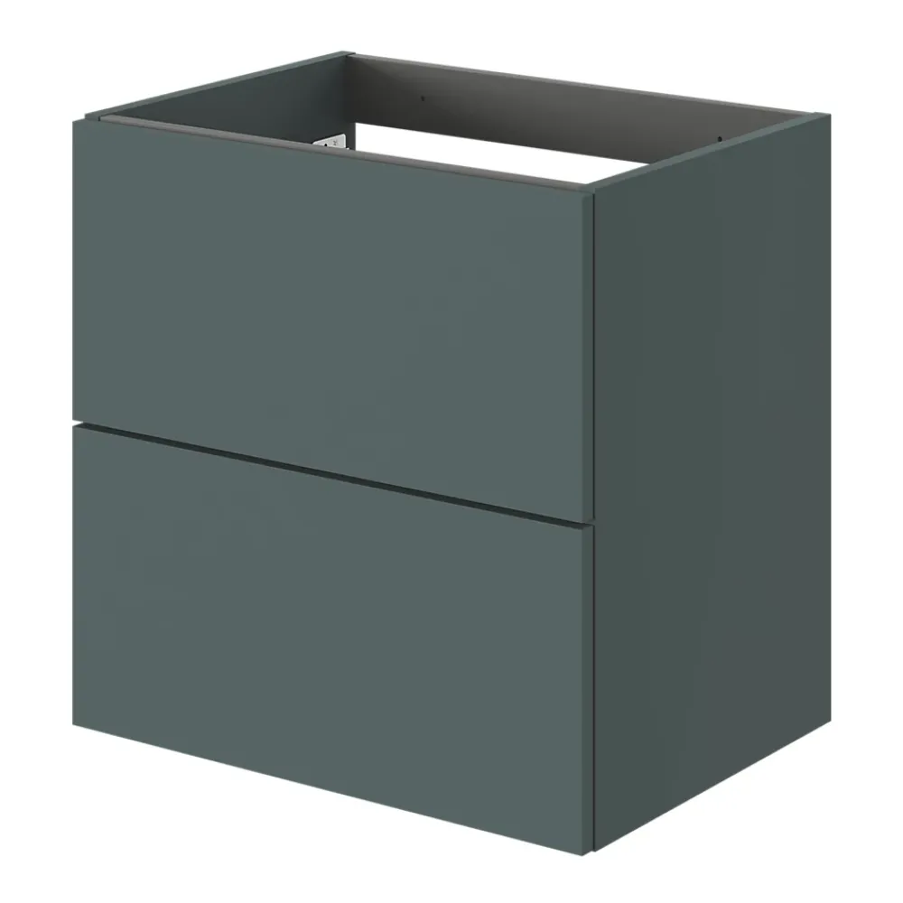 Meuble Sous-Vasque|GoodHome Meuble sous vasque 2 tiroirs sans poignées l.60 x H.60 x P.45 cm vert forêt Kentia
