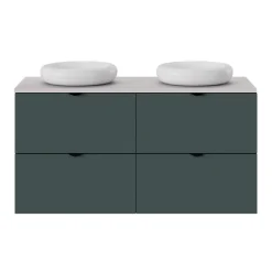 Meuble Sous-Vasque|GoodHome Meuble sous vasque 2 tiroirs sans poignées l.60 x H.60 x P.45 cm vert forêt Kentia