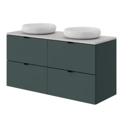 Meuble Sous-Vasque|GoodHome Meuble sous vasque 2 tiroirs sans poignées l.60 x H.60 x P.45 cm vert forêt Kentia