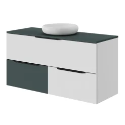 Meuble Sous-Vasque|GoodHome Meuble sous vasque 2 tiroirs sans poignées l.60 x H.60 x P.45 cm vert forêt Kentia