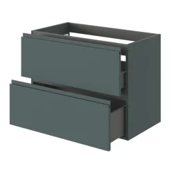 Meuble Sous-Vasque|GoodHome Meuble sous vasque 2 tiroirs avec poignées intégrées l.80 x H.60 x P.45 cm vert forêt Kentia