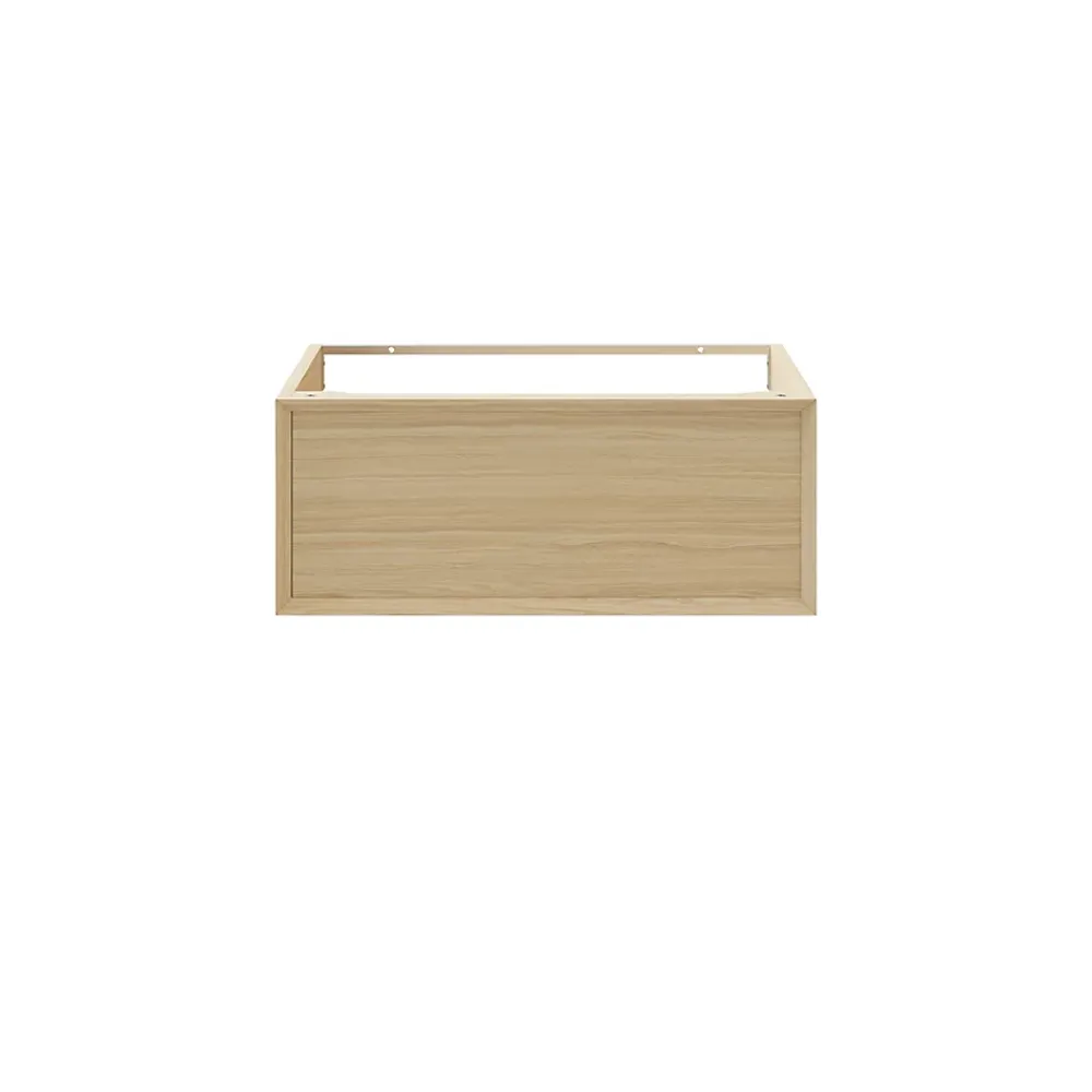 GoodHome Meuble sous vasque 1 tiroir à suspendre Avela placage chêne 80 cm