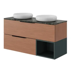 GoodHome Meuble sous vasque 1 tiroir sans poignée l.120 x H.30 x P.45 cm effet noyer Kentia