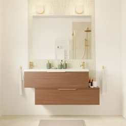 GoodHome Meuble sous vasque 1 tiroir sans poignée l.120 x H.30 x P.45 cm effet noyer Kentia