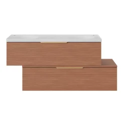 GoodHome Meuble sous vasque 1 tiroir sans poignée l.120 x H.30 x P.45 cm effet noyer Kentia