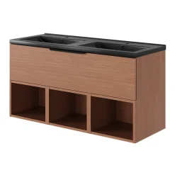 GoodHome Meuble sous vasque 1 tiroir sans poignée l.120 x H.30 x P.45 cm effet noyer Kentia