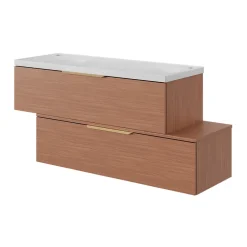 GoodHome Meuble sous vasque 1 tiroir sans poignée l.120 x H.30 x P.45 cm effet noyer Kentia