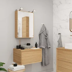 GoodHome Meuble sous vasque 1 tiroir Avela 80 cm à suspendre + plan de toilette 80 cm