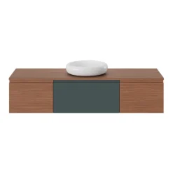 Meuble Sous-Vasque|GoodHome Meuble sous vasque 1 tiroir avec poignée intégrée l.40 x H.30 x P.45 cm effet noyer Kentia