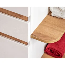 Meublorama Meuble sous vasque ASKA 94 cm blanc brillant Modèle suspendu avec tiroirs
