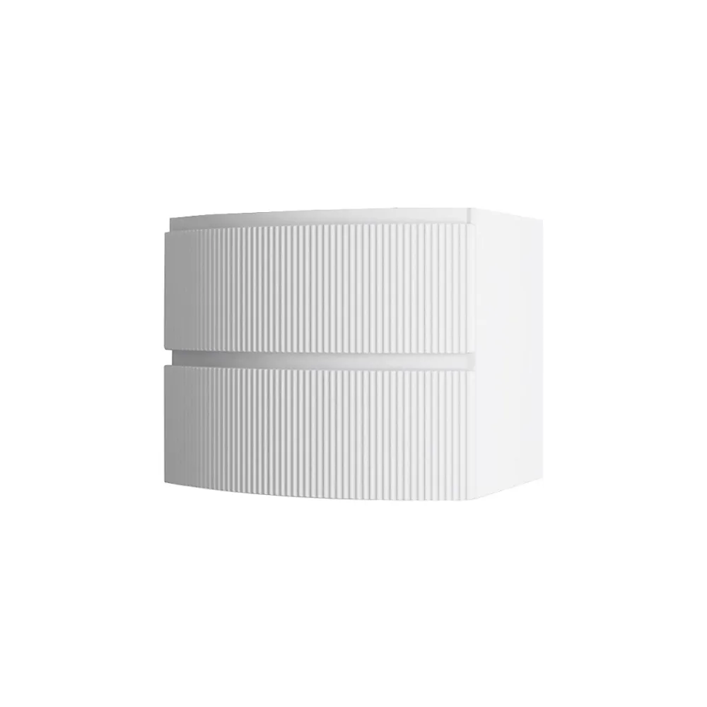 Meuble Sous-Vasque| Meuble sous vasque blanc mat strié l.69 x H.55 x P.52 cm, Vague