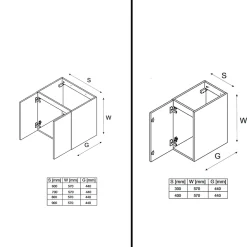 Meuble Sous Lavabo|Otitec Meuble sous vasque de 90 cm - avec plan - 3 portes - SEA BLACK