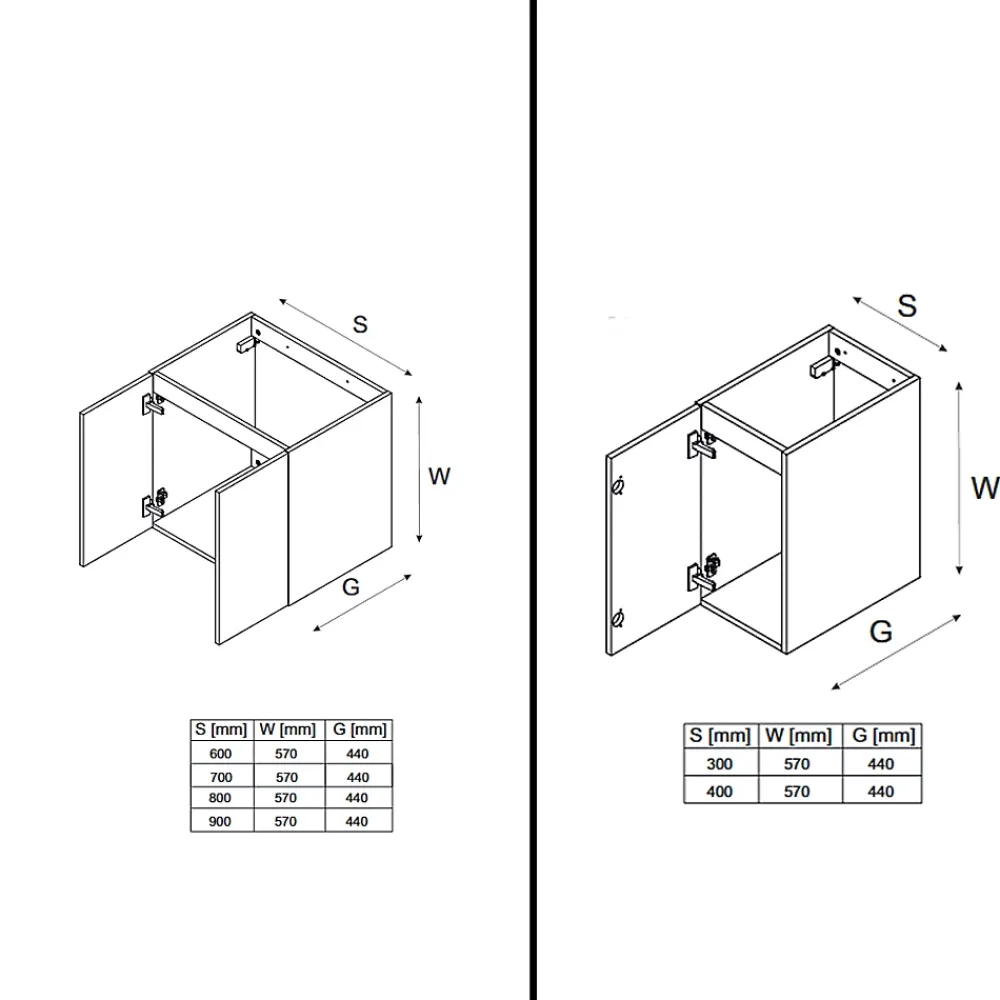 Meuble Sous Lavabo|Otitec Meuble sous vasque de 90 cm - avec plan - 3 portes - SEA BLACK