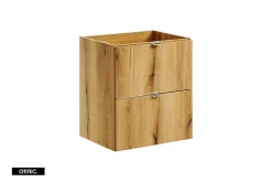 Otitec Meuble sous vasque de 50 cm - avec vasque à poser - avec plan - Oak/Blanc - 2 tiroirs - VOLTA OAK