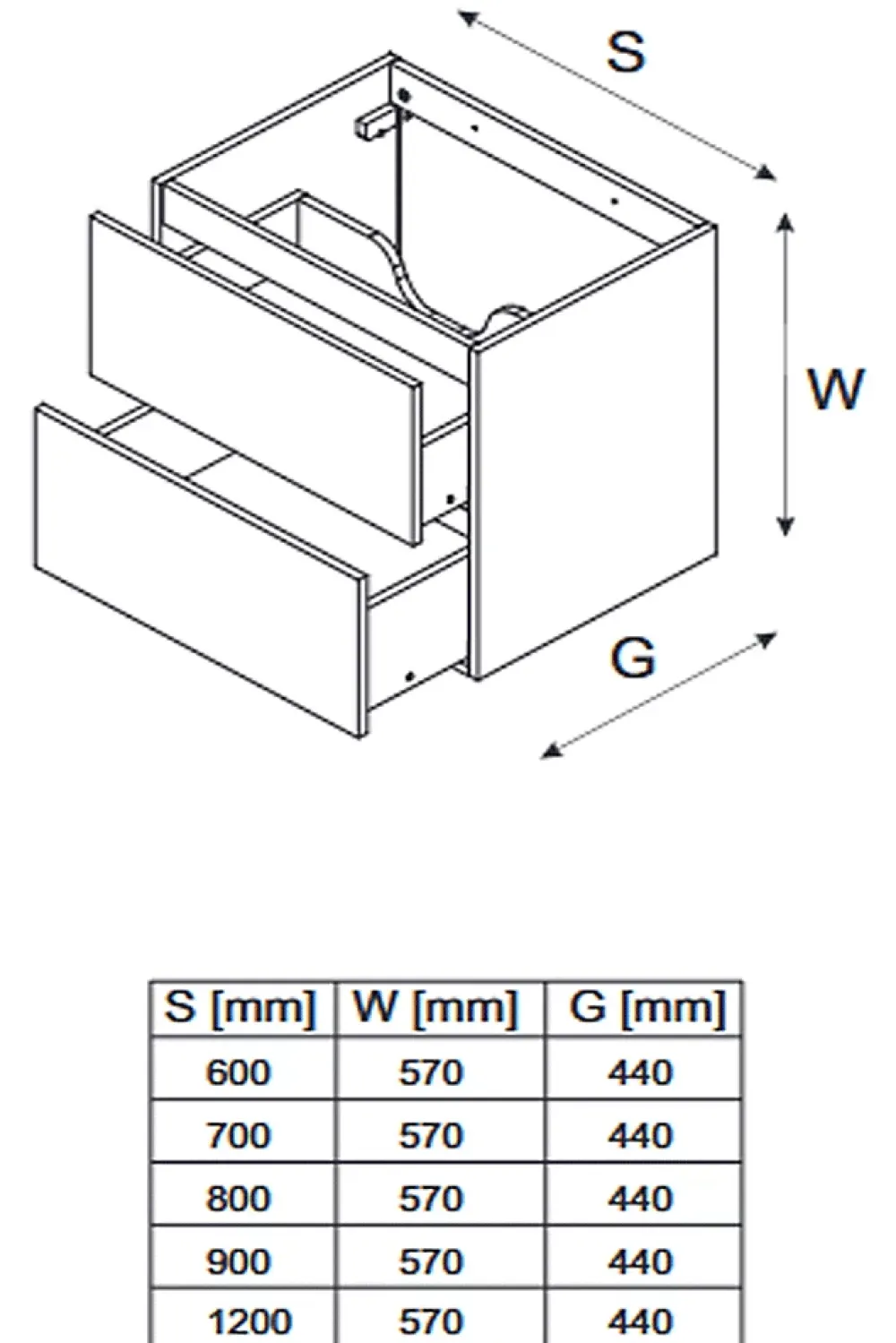 Meuble Sous Lavabo|Otitec Meuble sous vasque de 90 cm - avec vasque à encastrer - 2 tiroirs - SETTA