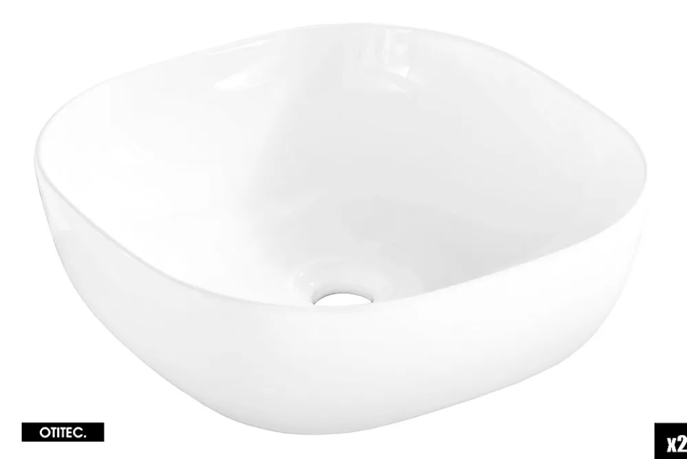 Meuble Sous Lavabo|Otitec Meuble sous vasque de 120 cm - avec plan - avec 2 vasques à poser - 2 tiroirs - SEA BEIGE