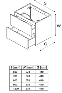 Otitec Meuble sous vasque de 70 cm - avec plan - avec vasque à poser - 2 tiroirs - SEA BLACK