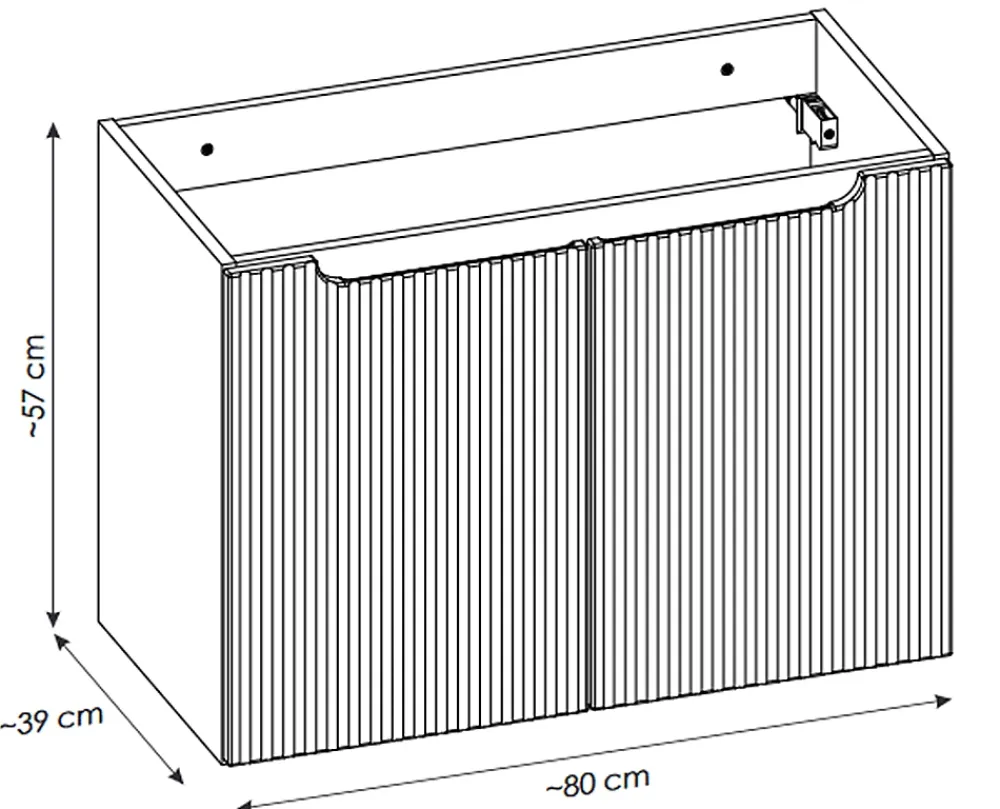 Otitec Meuble sous vasque de 80 cm - avec vasque à poser - avec plan - Cachemire Mat/Blanc - 2 portes - VOLTA CASHMERE