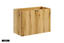 Meuble Sous Lavabo|Otitec Meuble sous vasque de 80 cm - avec vasque à poser - avec plan - Noir/Oak - 2 portes - VOLTA OAK
