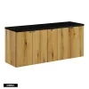 Otitec Meuble sous vasque de 140 cm - avec plan - Noir/Oak - 4 portes - VOLTA OAK