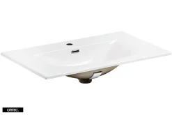 Meuble Sous Lavabo|Otitec Meuble sous vasque de 80 cm - avec vasque à encastrer - Cachemire Mat - 2 portes - VOLTA CASHMERE