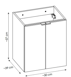 Otitec Meuble sous vasque de 50 cm - avec plan - Oak - 2 portes - VOLTA OAK