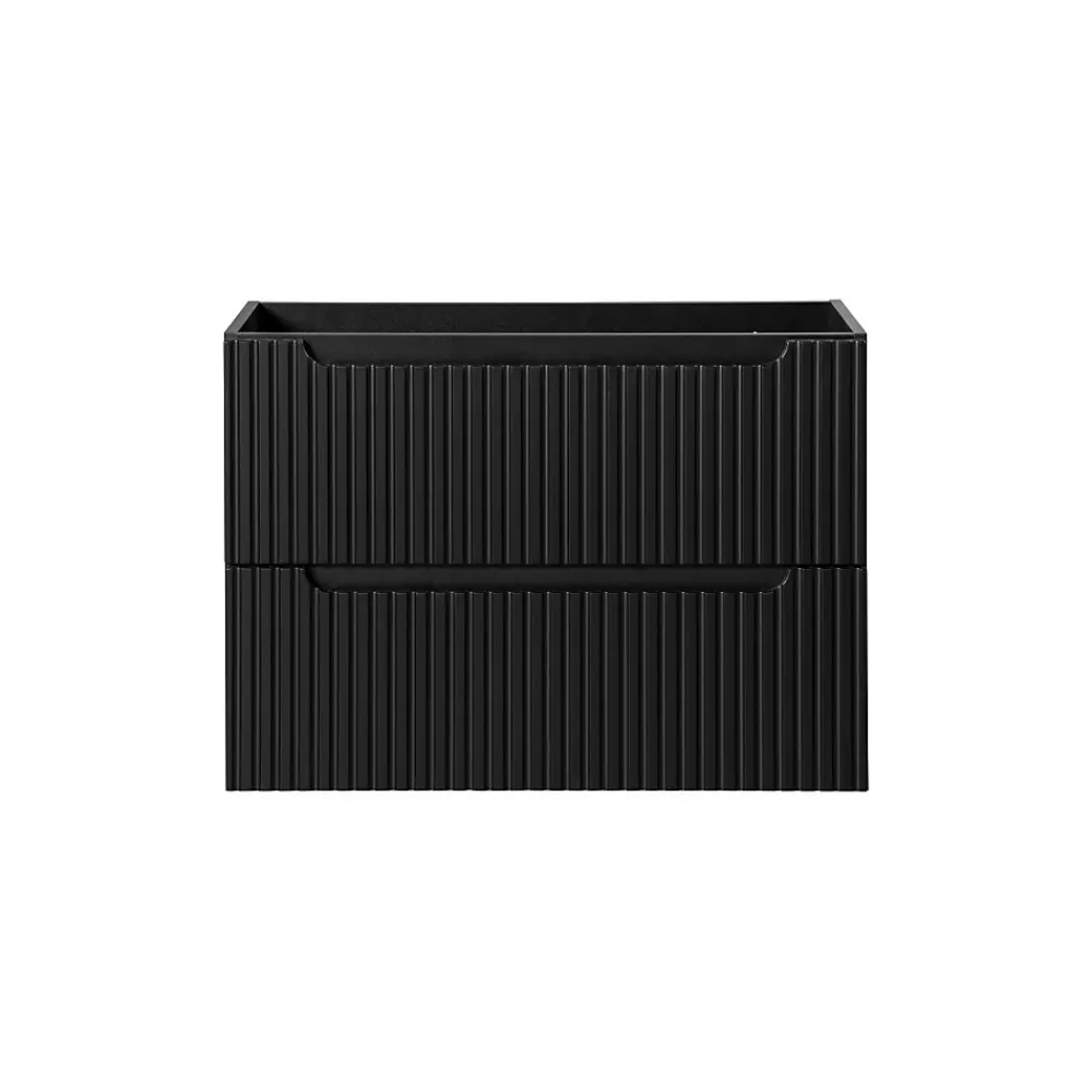 Meublorama Meuble sous vasque de salle de bain VANO 2 tiroirs Noir mat L80 x P39 x H57 cm Meuble suspendu