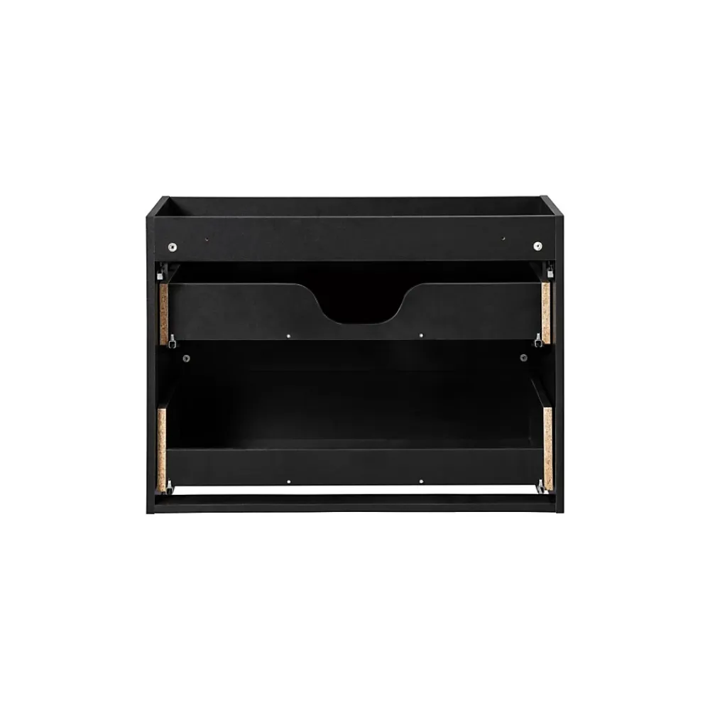 Meublorama Meuble sous vasque de salle de bain VANO 2 tiroirs Noir mat L80 x P39 x H57 cm Meuble suspendu