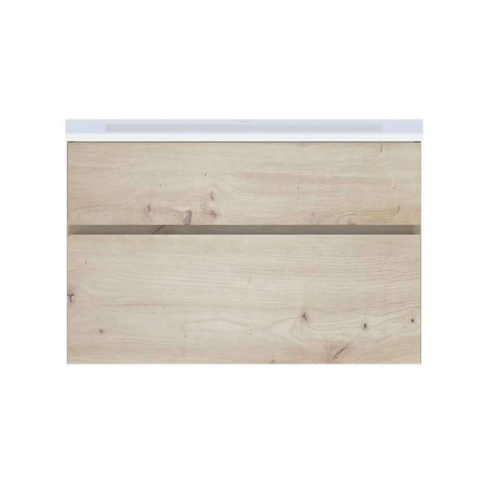Meuble Buanderie|Meuble Sous-Vasque| Meuble sous vasque effet chêne artisan l.90 x H.57 x P.50 cm 2 tiroirs, Calao