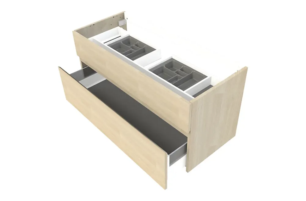 Cooke & Lewis Meuble sous vasque effet chêne l.120 cm 2 tiroirs, Calao