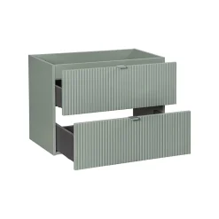 Meublorama Meuble sous vasque ELVINA 80 cm 2 tiroirs Vert sauge pastel Meuble suspendu
