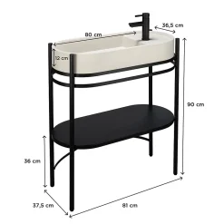 Homesight Meuble sous vasque en métal l.81 x H.89,5 x P.37,5 cm, Pao