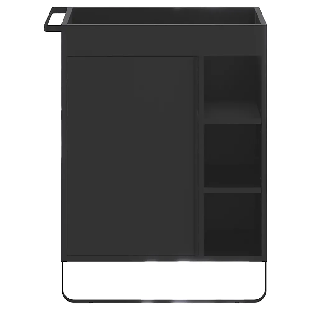 GoodHome Meuble sous vasque faible profondeur à poser avec porte-serviettes noir l.65 x H.82 x P.36 cm, Maza