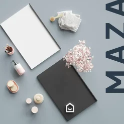 GoodHome Meuble sous vasque faible profondeur à poser avec porte-serviettes noir l.65 x H.82 x P.36 cm, Maza