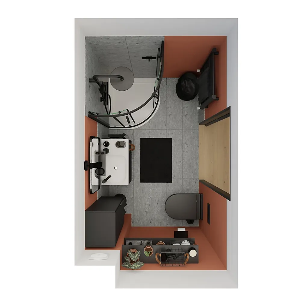 GoodHome Meuble sous vasque faible profondeur à poser avec porte-serviettes noir l.65 x H.82 x P.36 cm, Maza