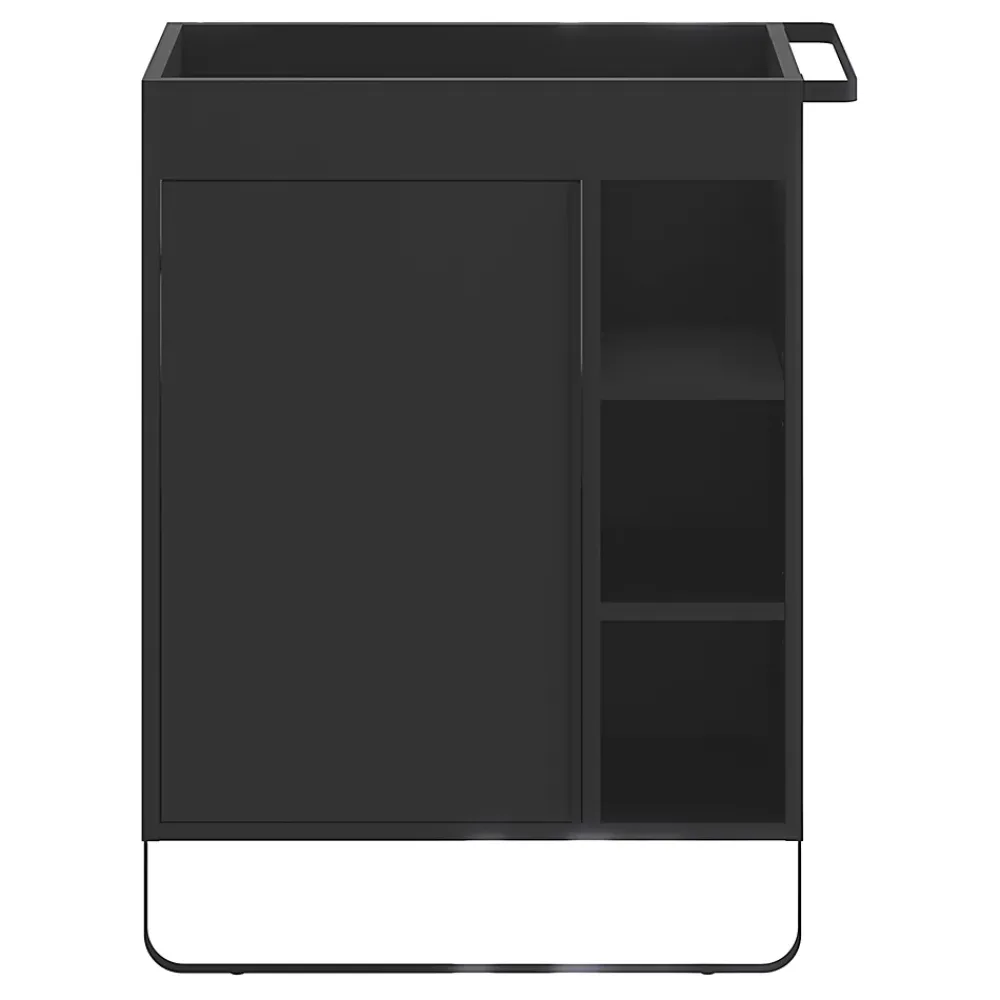 GoodHome Meuble sous vasque faible profondeur à poser avec porte-serviettes noir l.65 x H.82 x P.36 cm, Maza